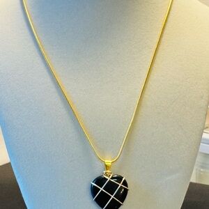 Elegant Gold and Black Heart Pendant Necklace